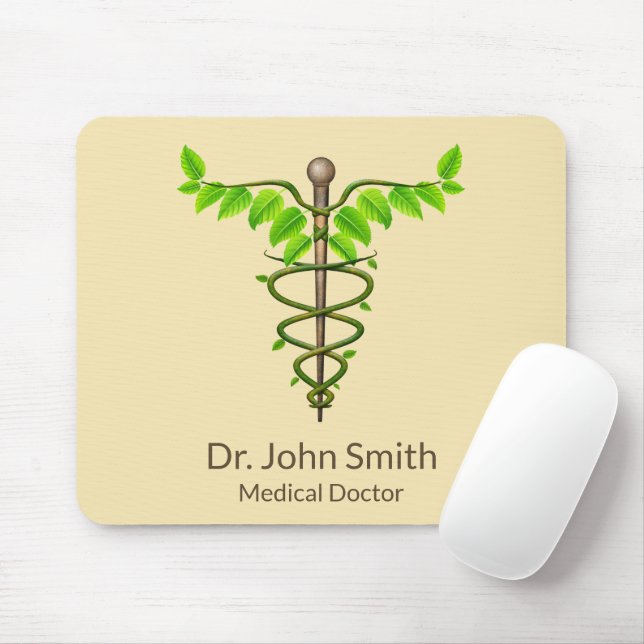 Mousepad Caduco Médico alternativo deixa bege verde (Com mouse)