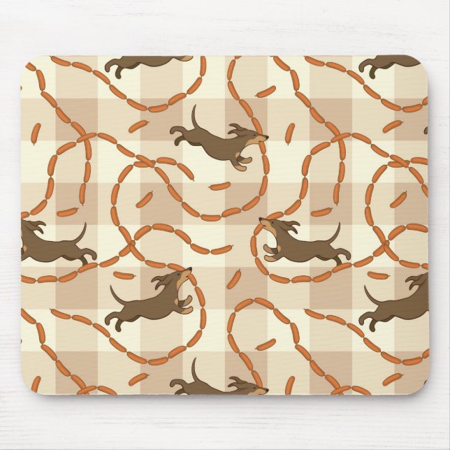 Mousepad cães afortunados com fundo das salsichas (Frente)