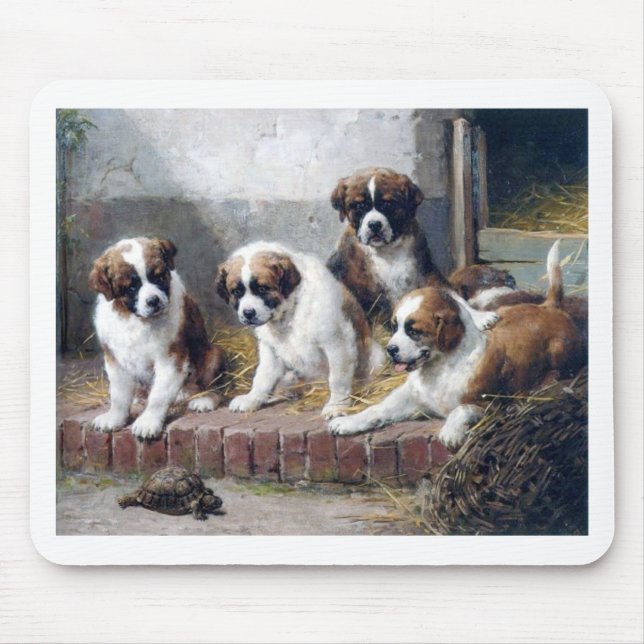 Mousepad Cães bonitos da pintura da tartaruga dos filhotes (Frente)