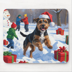 Mousepad Cães Chesapeake Bay Retriever na Neve com Chapéu d