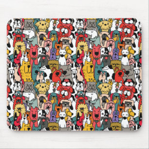 Mousepad Cães Coloridos Divertidos