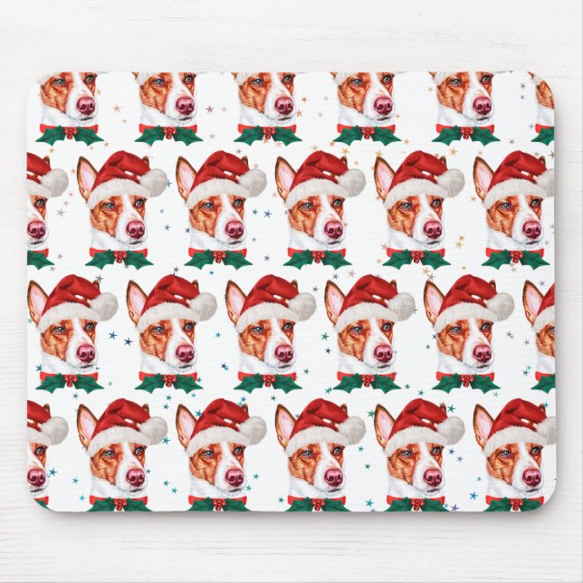 Mousepad Cães da Raça Podengo Português Estrelas de Natal (Frente)