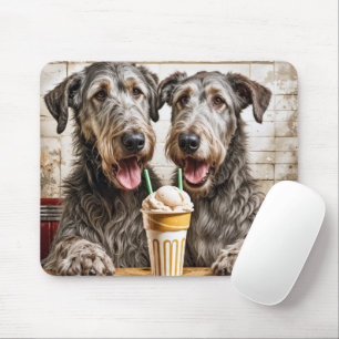 Mousepad Cães de Wolfhound Irlandeses com Soda Sorvete