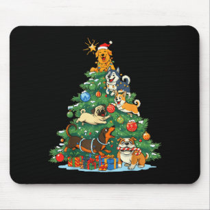 Mousepad Cães engraçados de Natal e árvore para amantes de 