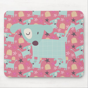 Mousepad Cães, Estrelas e Flores