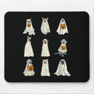 Mousepad Cães Fantasmas Cachorros Bonitos Vestidos Como Eng