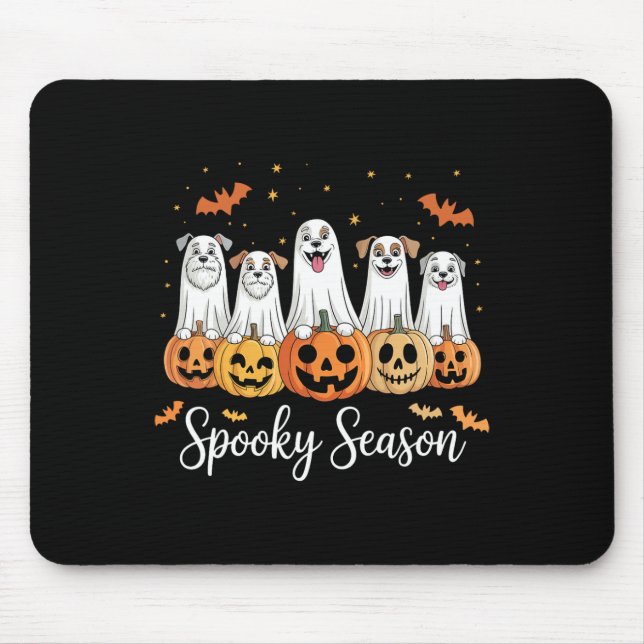Mousepad Cães Fantasmas Cães Bonitos Vestidos Como Fantasma (Frente)