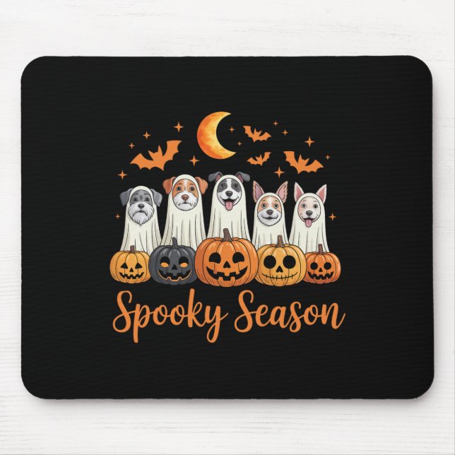 Mousepad Cães Fantasmas Cães Bonitos Vestidos Como Fantasma (Frente)