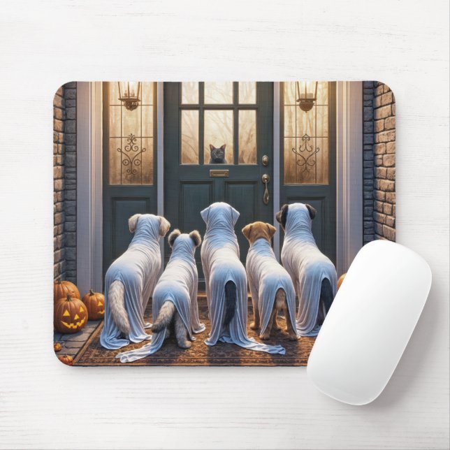 Mousepad Cães Fantasmas Halloween (Com mouse)