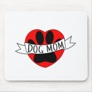 Mousepad Cães Mãe Paw E Desenho De Coração Vermelho