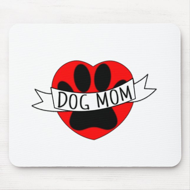 Mousepad Cães Mãe Paw E Desenho De Coração Vermelho (Frente)