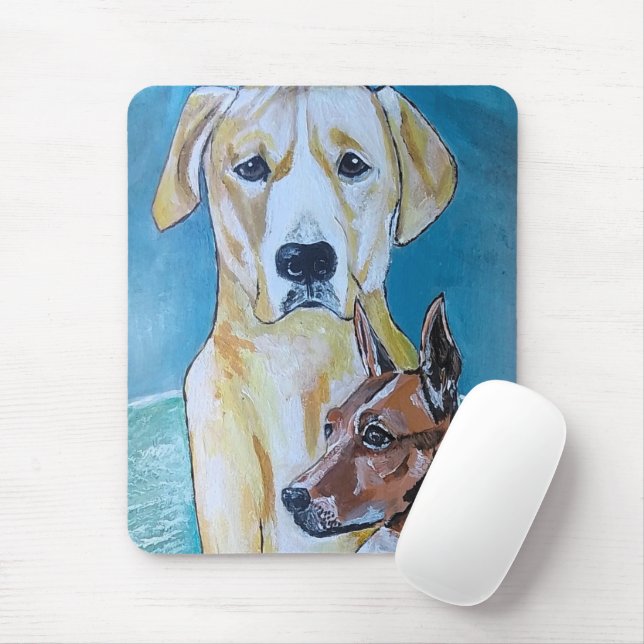 Mousepad Cães na Praia Pintura de Alfred Fox (Com mouse)