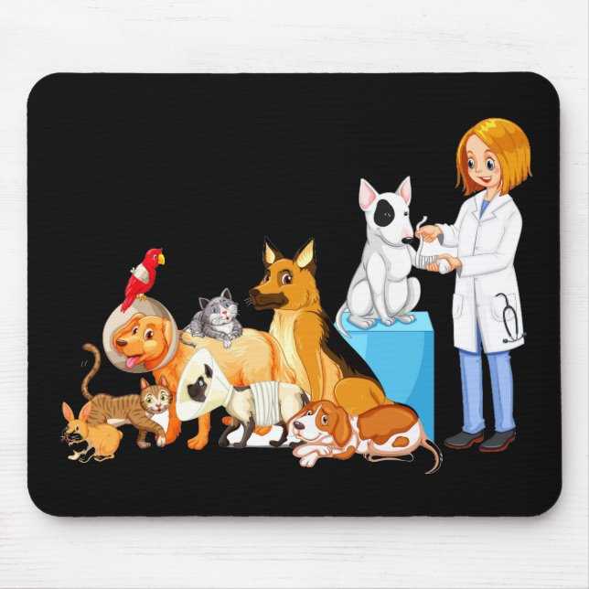 Mousepad Cães veterinários que estão a ser tratados com o m (Frente)