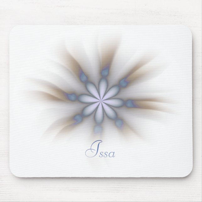 Mousepad Café Azul Branco Simples E Suave, Tipo Flor (Frente)
