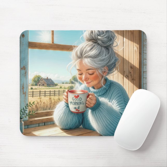 Mousepad Café Bebendo do Mais velho bonito (Com mouse)