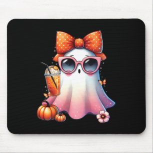 Mousepad Café Bebendo Fantasma Bonito Com Arco De Halloween