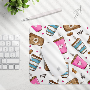 Mousepad Café, Café Feijão, Corações, Café Lover