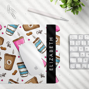 Mousepad Café, Café Feijão, Corações, Seu Nome