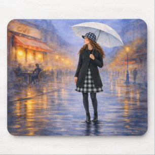 Mousepad Café Chuvoso de Paris Guarda-Chuva Suporte de Mous