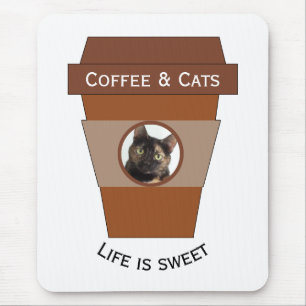 Mousepad Café customizável & gatos - a vida é doce