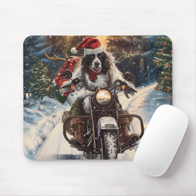 Mousepad Café da Mancha Inglês Andando motocicleta Natal (Com mouse)