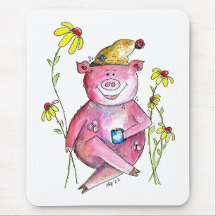 Mousepad Café de Bebendo de porco branco