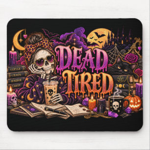 Mousepad Café de Esqueleto de Halloween Gótico Morrendo de