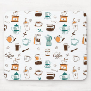 Mousepad Café desenhado à mão e padrão de café