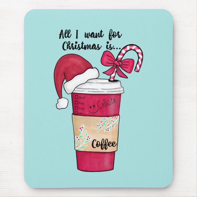Mousepad Café doce doce de café vermelho doce de Papai Noel (Frente)