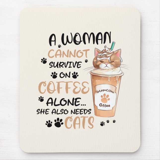 Mousepad Café e Gatos - Arte Kawaii Cute (Frente)