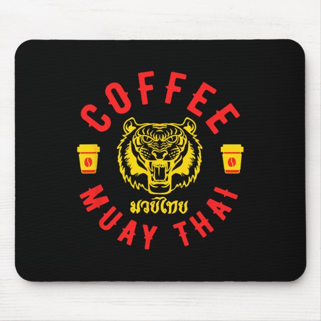 Mousepad Café e Muay Thai Presente Divertido de MMA Kickbox (Frente)