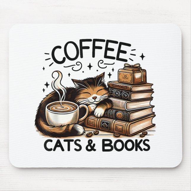 Mousepad Café Engraçado Livros Sobre Presentes Mulheres Ide (Frente)