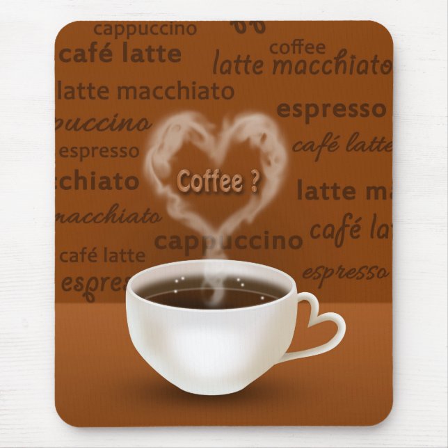 Mousepad Café? Fumaça em forma de coração (Frente)