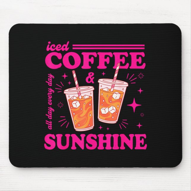 Mousepad Café gelado retrô &amp; sol divertido verão (Frente)