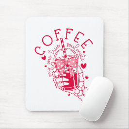 Mousepad Café Mão de Esqueleto Corações Vermelhos Gótico