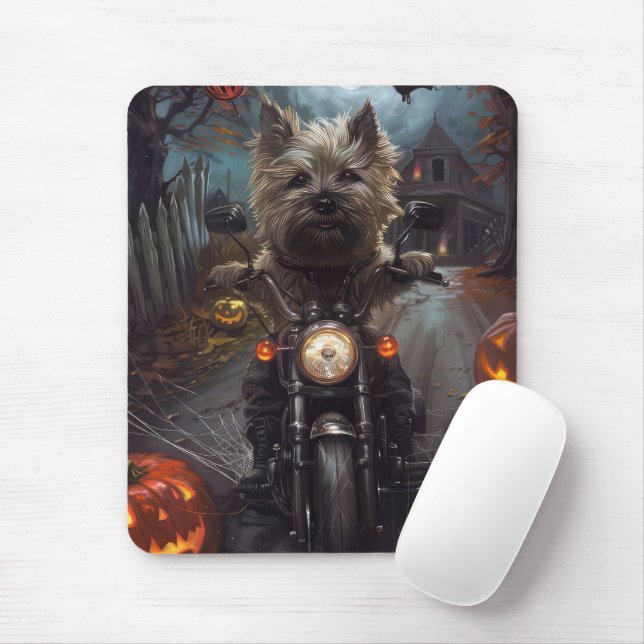 Mousepad Cairn Terrier, Andando De Motocicleta Assustado (Com mouse)