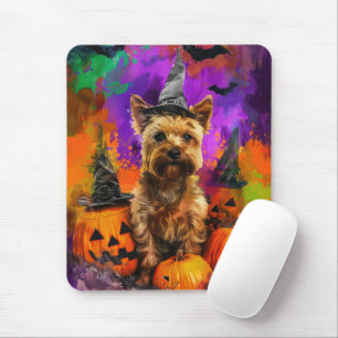 Mousepad Cairn Terrier Cão Halloween Bruxa Abóbora Assustad