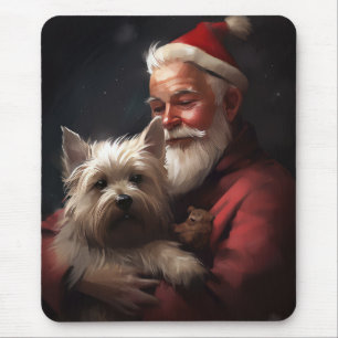 Mousepad Cairn Terrier com Papai Noel Natal Festivo