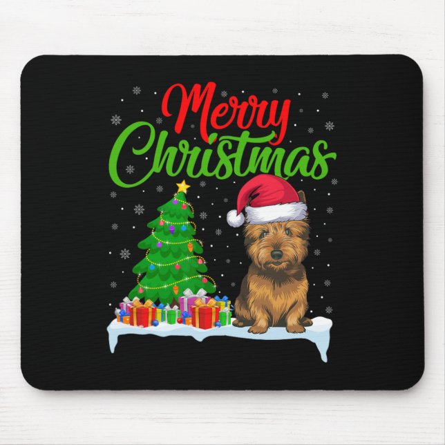 Mousepad Cairn Terrier Dog Árvore de Natal Luz Engraçada Xm (Frente)