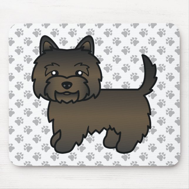 Mousepad Cairn Terrier Marrom Escuro Listrado Cachorro Cart (Frente)