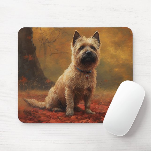 Mousepad Cairn Terrier no outono deixa cair inspiração (Com mouse)