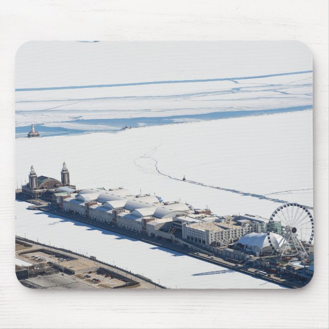 Mousepad Cais de Marinho de Chicago no inverno (Frente)