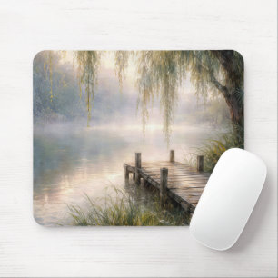 Mousepad Cais do Lago Nebuloso com Salgueiro