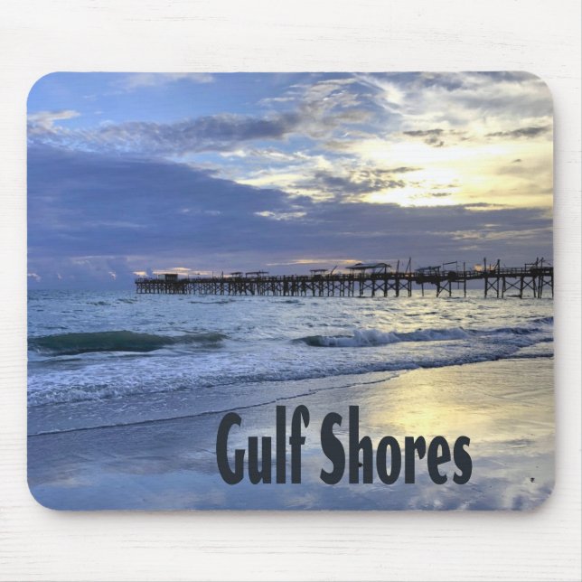 Mousepad Cais do Nascer do Sol na Praia de Gulf Shores Alab (Frente)