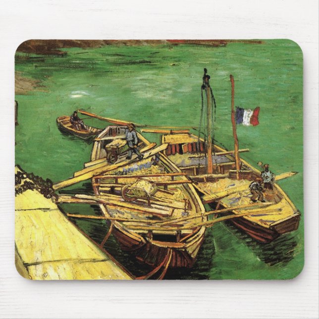 Mousepad Cais Van Gogh com Homens Descarregando Barcaças de (Frente)