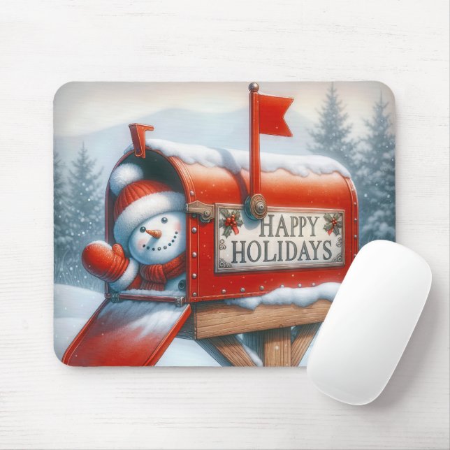 Mousepad Caixa de Correio de Natal com Neve (Com mouse)