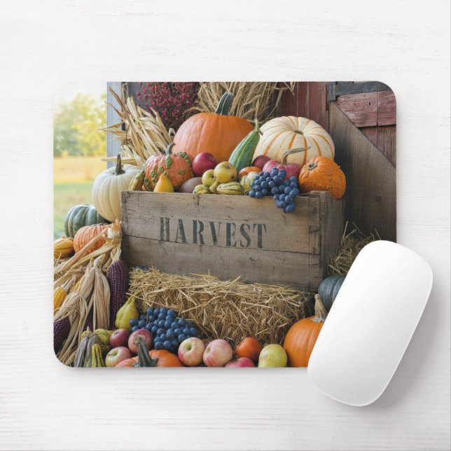 Mousepad Caixa de Madeira Transbordando com a Colheita (Com mouse)
