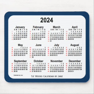 Mousepad Caixa de Polícia de 2024 Calendário Azul de 52 S