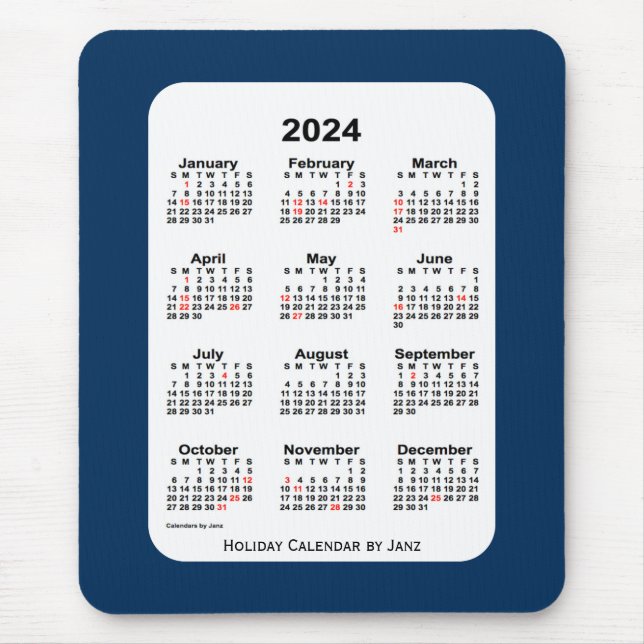 Mousepad Caixa de Polícia de Natal de 2024 Calendário Azul  (Frente)