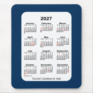 Mousepad Caixa de Polícia de Natal de 2027 Calendário Azul